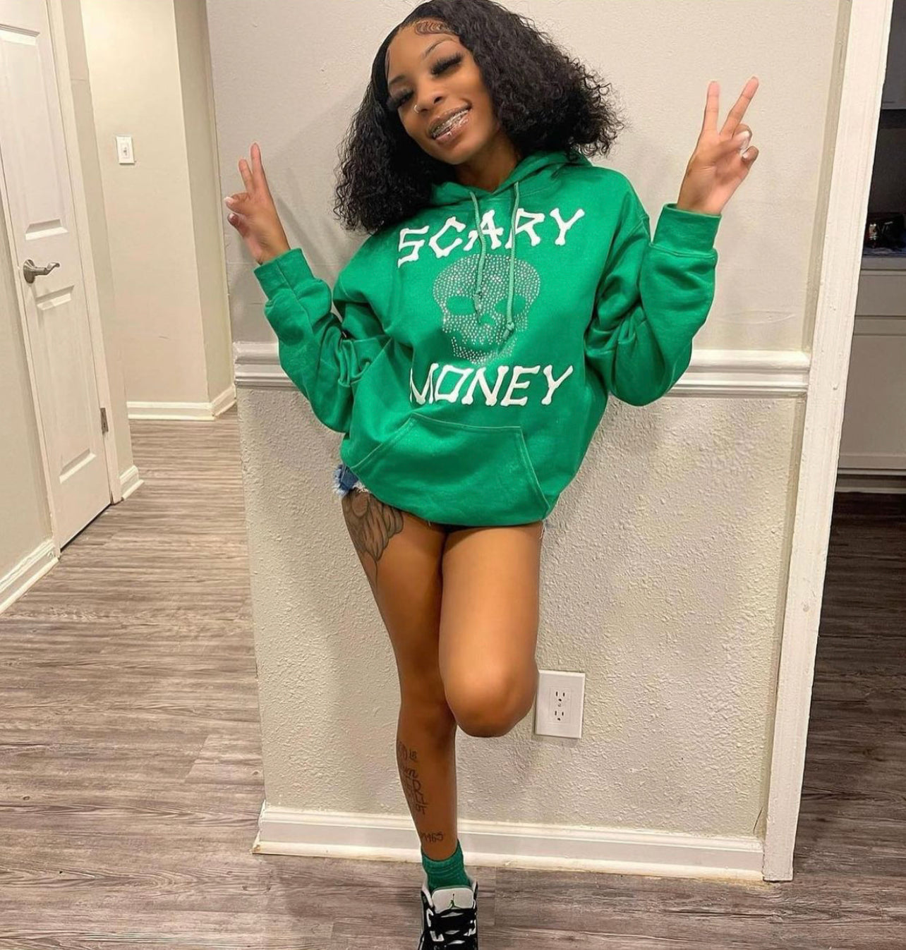 Irish Green Skull Rhinestone Hoodie